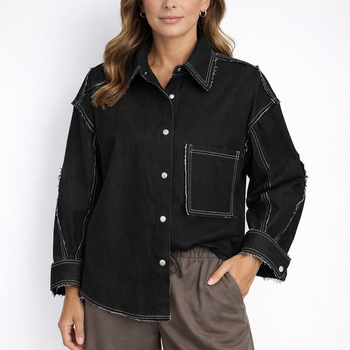 Женская джинсовая рубашка oversize KAPTSOVA MKKS060237 - Oversize 42/52, Чорний