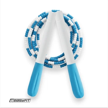 Бисерная скакалка EasyFit FreeRope 2,7 м (бело-голубая)