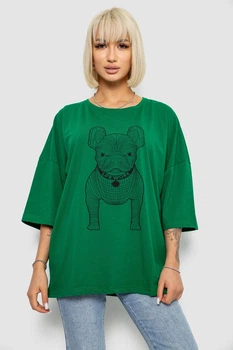 Футболка женская с принтом темно-зеленый 244R3008 AGER 4XL