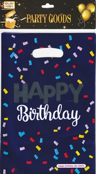 Набір святкових подарункових пакетів «Happy Birthday» поліетилен-фольга 10 шт 16х24 см Синіій (S-2012)