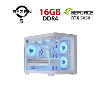 Игровой ПК STALKER (P300C-G-WT) Tower / AMD Ryzen 5 5500 (6 (12) ядер по 3.6 - 4.2 GHz) / 16 GB DDR4 / 256 GB SSD + 1000 GB HDD / nVidia GeForce RTX 5050, 8 GB GDDR7, 128-bit б/у
