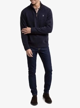 Мужской свитер U.S.POLO ASSN с застежкой-молнией 1/4 Flatback S темно-серый