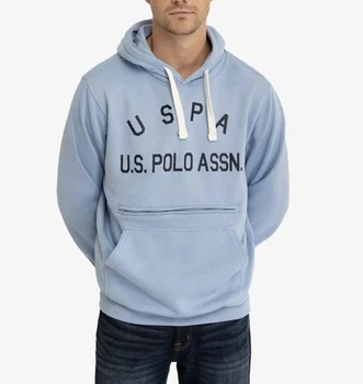 Чоловіче худі U.S. POLO ASSN кишеня на блискавці спереду M блакитне