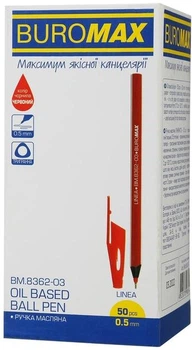 Набор масляных ручек Buromax LINEA 50 штук 0,7 мм красные чернила (BM.8362-03)