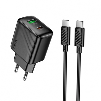 Сетевое зарядное устройство адаптер с быстрой зарядкой и кабелем HOCO CS25A Rico 1USB/1Type-C 20Вт/3A