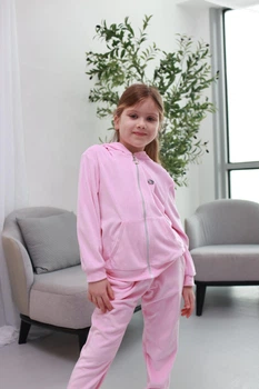 Детский велюровый костюм р.152 розовый