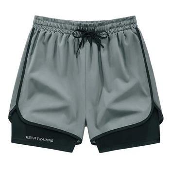 Подвійні спортивні шорти з тайтсами OutlendShorts, сірі, розмір S-M