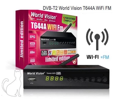 World Vision T644A WiFi FM | Т2 приемник c встроенным WiFi и FM радио, поддержка IPTV, WebTV, YouTube, Megogoo