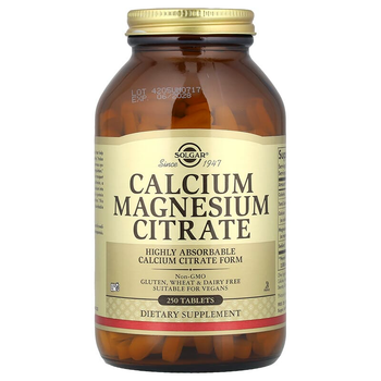 Цитрат кальцію та магнію SOLGAR "Calcium Magnesium Citrate" (250 таблеток)