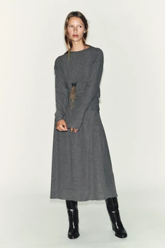 М’яка сукня з широким паском Zara 5039/859 S Сіра (05039859803S)