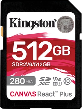 Карта памяти Kingston Canvas React Plus 512GB SDXC UHS-II U3 V60 Class 10 (SDR2V6/512GB)