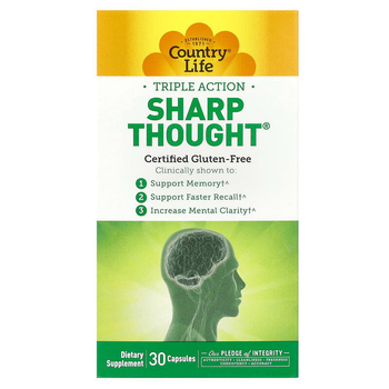 Фосфатидилсерин +DHA Country Life "SharpThought" для поддержки памяти и ясности ума, 223 мг (30 капсул)