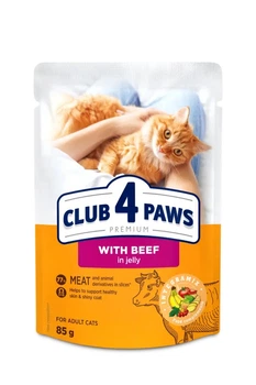 Вологий корм для кішок Клуб 4 лапи яловичина в желе CLUB 4 PAWS Premium 85 гр 24 шт.
