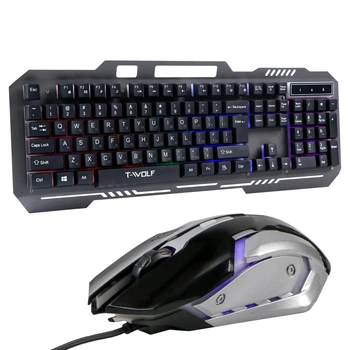 Комплект клавиатуры и USB мышки TWolf TF600 с RGB LED подсветкой с Anti-ghosting Black