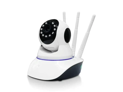 Видеокамера для наблюдения IP-E101 поворотная с двумя антеннами WiFi 2 Мп белая для дома офиса и магазина