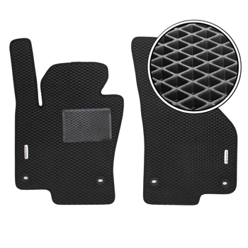 Коврики в салон передние Kinetic для Volkswagen Passat B6 '05-10 (овальные кл.) EVA-полимерные черные с полим. подпятником 2 мет. шильда