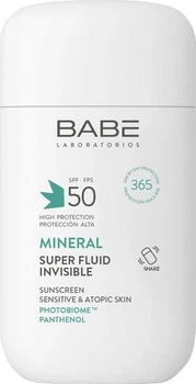 Сонцезахисний мінеральний флюїд BABE Laboratorios Mineral Super Fluid Invisible SPF 50 для чутливої та атопічної шкіри 50 мл