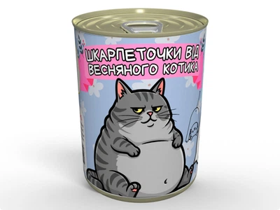 Консервированные носочки от Весеннего Котика - подарок с юмором на 8 Марта, женские носки с котиками, 36-40рр, MemorableUA