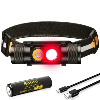 Налобний ліхтар Sofirn H25LR — біле світло та червоне для нічного бачення, 18650 USB Type-C