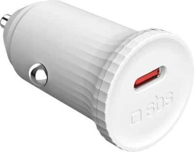 Ładowarka samochodowa SBS 25W USB-C PD Recycled Material GRS White (TECRPD25WGRS)