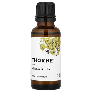 Рідкий вітамін D3 і К2, Thorne Research "Vitamin D / K2" 1000 МО і 200 мкг (30 мл)