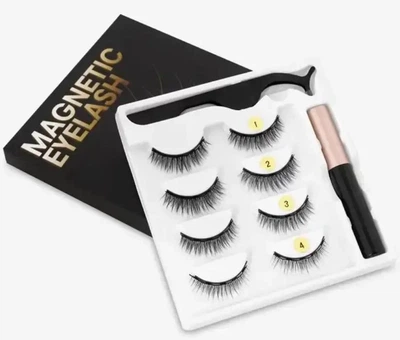 Набір накладні магнітні вії підводка пінцет Magnetic eyelashes 5 магнітів (5523)
