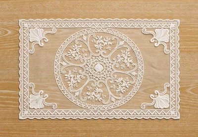 Мереживна сервірувальна серветка 30*45 см Lace Rosette, колір - молочний білий (445-270)