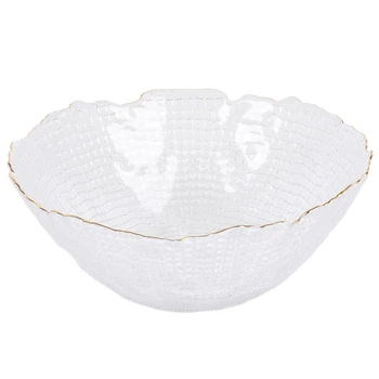 Салатник из стекла Diamante R35918-27, диаметр 27 см, прозрачный с золотым узором