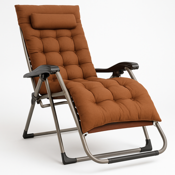 Кресло шезлонг LEOBRO Zero Gravity Premium Plus Brown 177 x 64 x 110 см, с подголовником и регулировкой спинки, коричневое