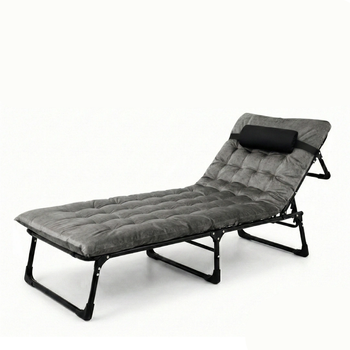 Раскладная кровать с матрасом и подушкой LEOBRO Grey 193х68х30 см, с регулировкой спинки, из хлопка, серая
