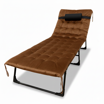 Раскладная кровать с матрасом и подушкой LEOBRO Brown 193х68х30 см, с регулировкой спинки, из хлопка, коричневая