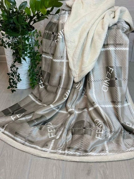 Велюровый плед на эко-овчине Евро 200x220 Серый (П4К-al25-brand-008)