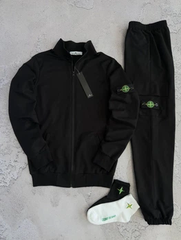 Спортивний чоловічий костюм (кофта + штани) XL Чорний (ET-687w)