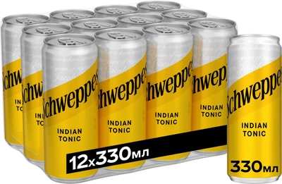 Упаковка безалкогольного напитка Schweppes Indian Tonic 330 мл х 12 шт (5449000096401)