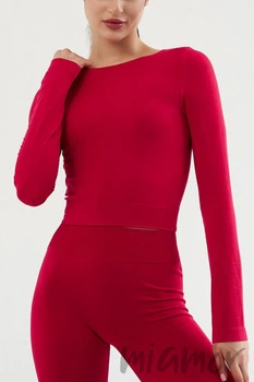 Tоп-лонгслив бесшовный с длинным рукавом Giulia Crop Top RASPBERRY SORBET S/M Малиновый