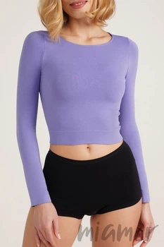 Tоп-лонгслив бесшовный с длинным рукавом Giulia Crop Top VERI PERI S/M Фиолетовый