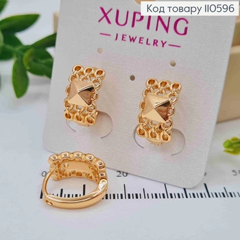 Серьги кольца "Овальные Ажурные", длина 1,6см, Xuping 18К