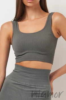 Топ на широких бретелях в рубчик GIULIA Top Rib POPPY SEED L/XL Темно-серый