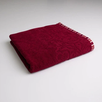 Полотенце махровое для душа с орнаментом GM Textile 70х140см 400г/м2 (Бордовый)