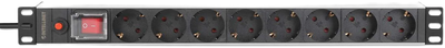 Listwa przeciwprzepięciowa Intellinet 19" 1U Rackmount 8 gniazd 3 m Black (0766623713986)