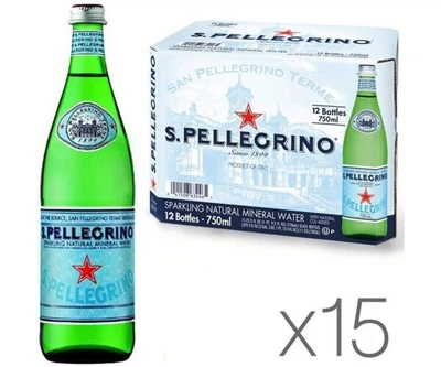 Упаковка газированной минеральной воды San Pellegrino, 15 шт. х 0,75 л, стекло