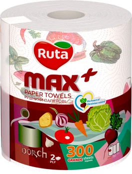 Паперові рушники Ruta Max Plus 2 шари білі 300 аркушів (4820202898672)