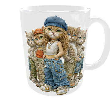 Кружка 330 мл «Cat Art Street» | Стильні коти | Подарунок дівчині, подрузі, любительці котів