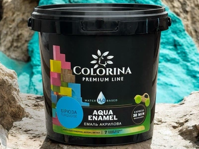 Краска акриловая без запаха Colorina AQUA ENAMEL 0,9 л бирюзовая
