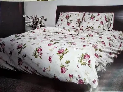 Комплект постельного белья двуспальный 180x210 см Розы и бабочки