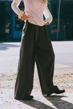 Брюки із защипами та клапанами Zara 1255/534 XXL Коричневі (01255534832XXL)