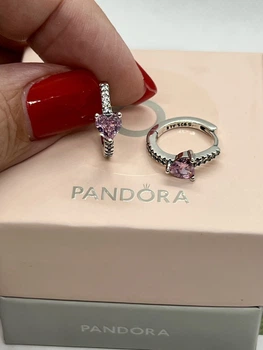 Посеребренные серьги в стиле Pandora розовые
