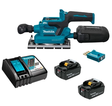 Акумуляторна вібраційна шліфмашина Makita DBO381R2F, 2 акб BL1850B 18V 5.0Ah, з/п DC18RC, модуль AWS (DBO381R2F)