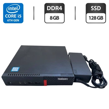 Неттоп Lenovo ThinkCentre M710q Tiny USFF / Intel Core i5-6500T (4 ядра по 2.5 - 3.1 GHz) / 8 GB DDR4 / 128 GB SSD / Intel HD Graphics 530 / Блок питания б/у