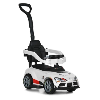 Дитяча машинка-каталка Ju-M 6129EL-1 TOYOTA з батьківською ручкою, комфортне шкіряне сидіння, світлові та звукові ефекти, Біла